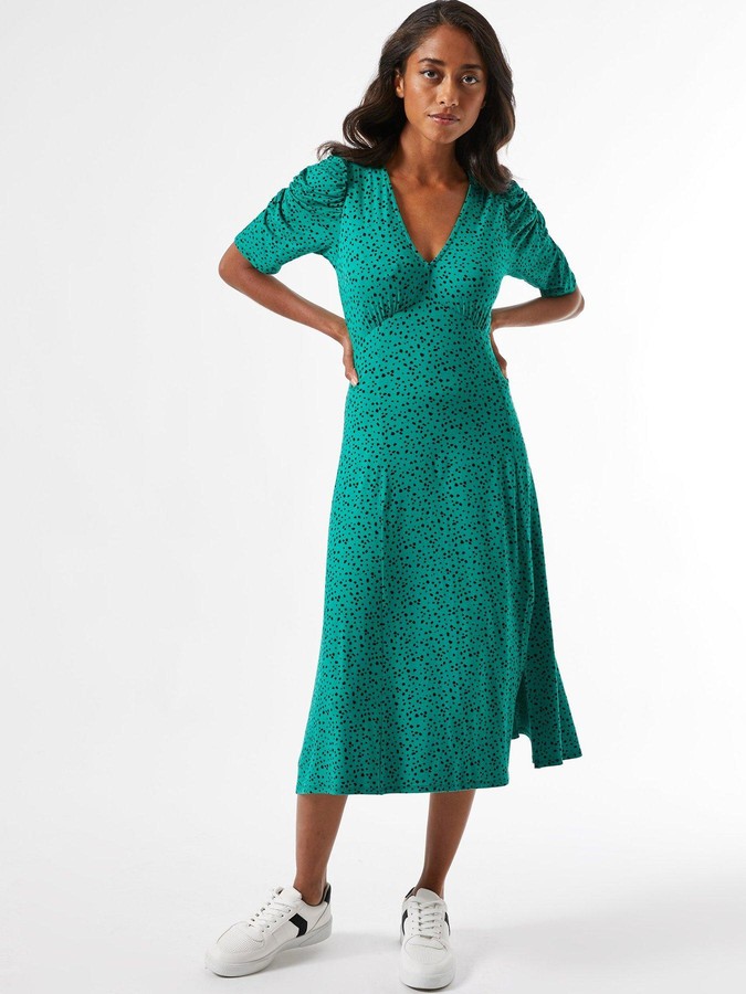 Dorothy Perkins Petite Spot Jersey Midi Dress - Green - ShopStyle