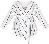 Thumbnail for your product : PrettyLittleThing Plus White Striped Woven Tie Waist Blouse
