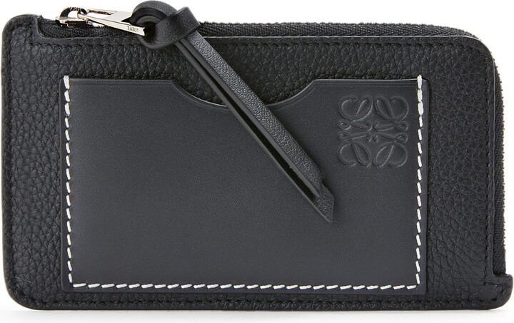 Black Quilted Grained Calfskin Classic Single Flap Card Holder