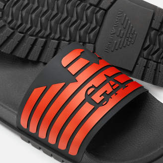 Emporio Armani Men's Zup Slide Sandals - Black/Black/Mandarin
