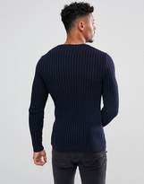 Thumbnail for your product : ASOS Design Muscle Fit Ribbed Jumper In Navy