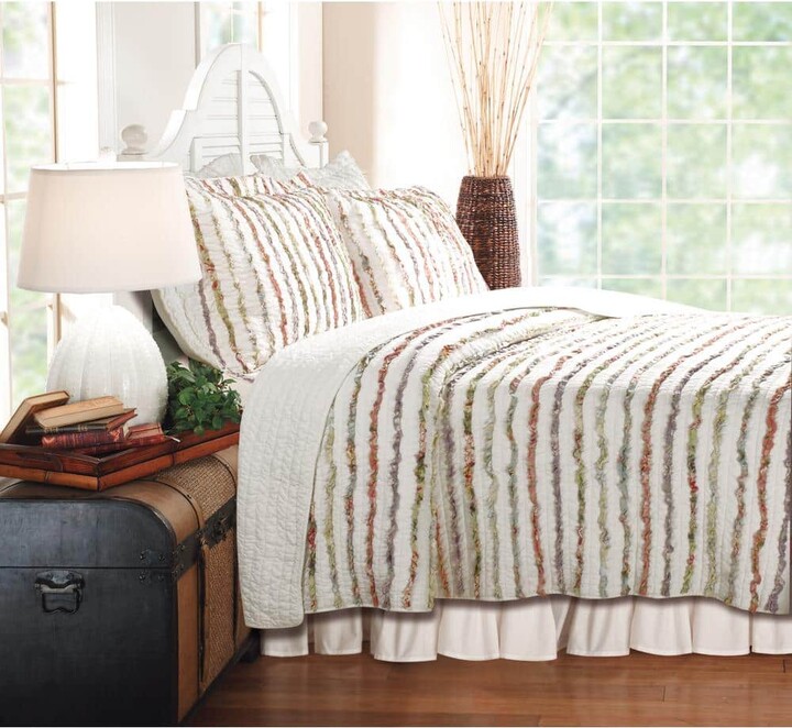 Greenland Home Fashions Bella Ruffle 2-Piece Multicolored Twin Quilt Set