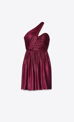 Saint Laurent Asymmetrical Dress In Viscose With Disco Lame Fuchsia 10