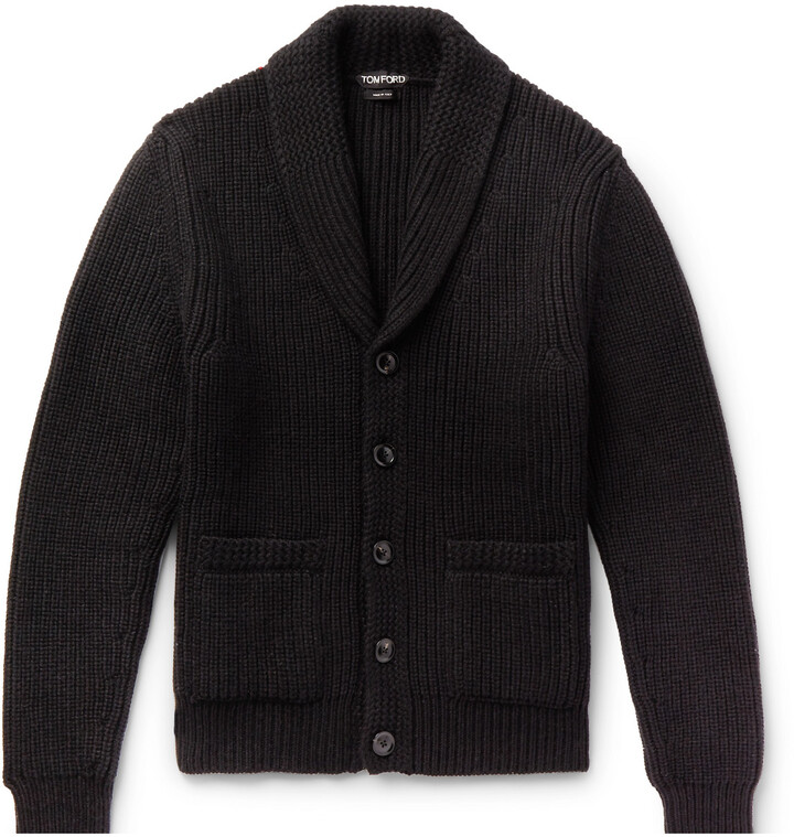 Tom Ford Shawl-Collar Cable-Knit Cashmere And Mohair-Blend Cardigan ...