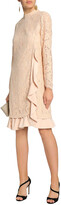 Thumbnail for your product : Mikael Aghal Wrap-effect Ruffle-trimmed Corded Lace Dress