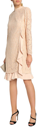 Mikael Aghal Wrap-effect Ruffle-trimmed Corded Lace Dress