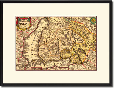 17 Stories Finland Centuries Map Print On Canvas With Black Frame 16 X 21
