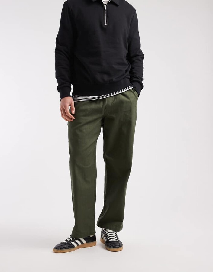 Farah Greenport drawstring pants in khaki green