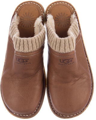 UGG Leather Round-Toe Mules
