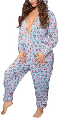 Womens One Piece Onsies Sleepwear Ugly Christmas Pajamas Hooded Jumpsuit Rompers Clubwear Nightwear 