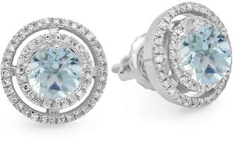 DazzlingRock Collection 14K White Gold Round & White Diamond Ladies Halo Style Stud Earrings
