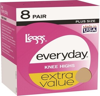 L'eggs L'egg Women' Extended Size 8pk Knee High - Off Black One Size Fit Mot