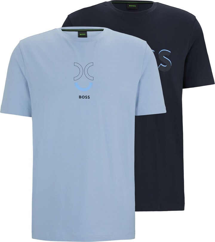 HUGO BOSS Mens T-Shirt 2-Pack Two Logo-Artwork T-Shirts in