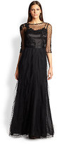 Thumbnail for your product : Teri Jon Dotted Mesh Gown