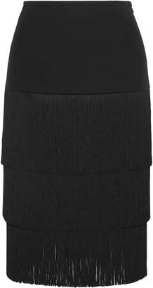Michael Kors Collection Tiered Fringed Crepe Skirt