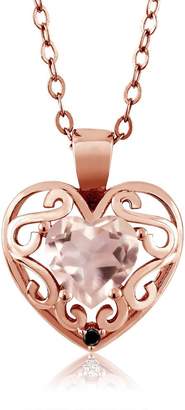 Black Diamond Gem Stone King 0.71 Ct Heart Shape Quartz Gold Plated Sterling Silver Pendant