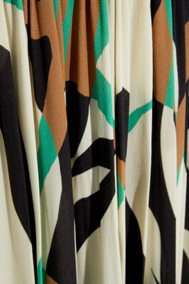 Roberto Cavalli Pleated Printed Stretch-crepe Maxi Skirt