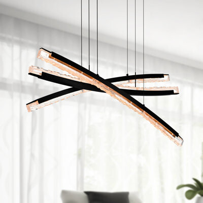 CWI Lighting Statement / Unique Integrated LED Modern Chandelier with Handmade Textured Glass for Dining Room Foyer Bedroom Living Room