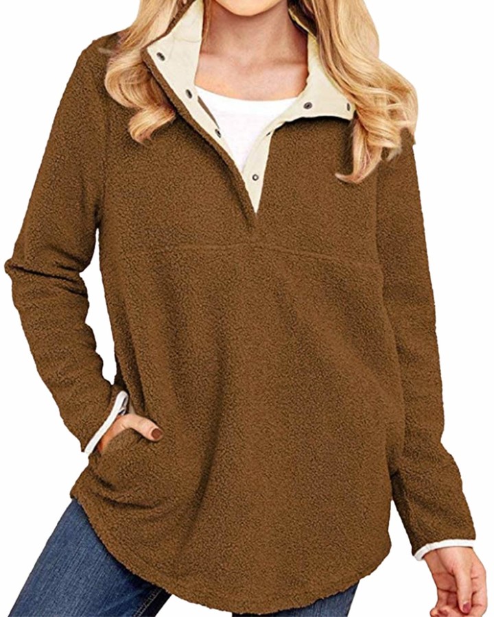 women's fuzzy fleece pullover