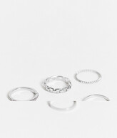 Thumbnail for your product : Topshop chain and bobble rings 5 x multipack in silver
