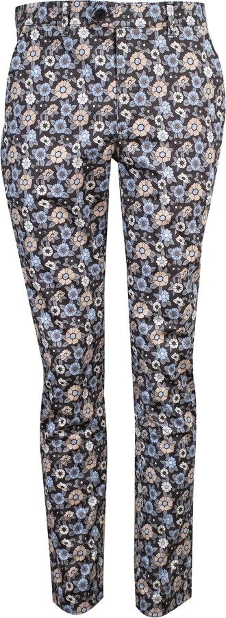Lords of Harlech Grey / Blue Jack Lux Groovy Floral Pant - Grey