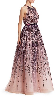 Pamella Roland Sleeveless Embellished Tulle Ball Gown