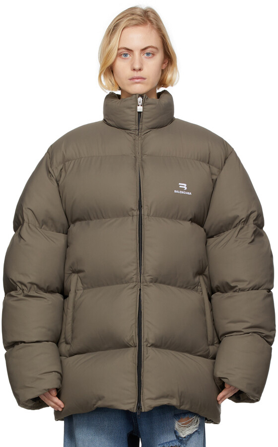 Balenciaga Brown Sporty B Cosy Puffer Jacket - ShopStyle