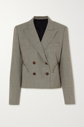 BLAZÉ MILANO Kentra Spencer Cropped Double-breasted Houndstooth Wool Blazer