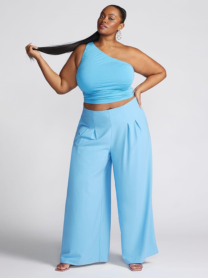 Fashion to Figure Plus Size Tatenda Pleated Wide Leg Pants - Gabrielle  Union x FTF in Blue Size 0 - ShopStyle