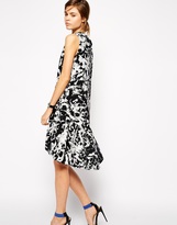 Thumbnail for your product : ASOS Swing Dress in Texture and Mono Floral Print