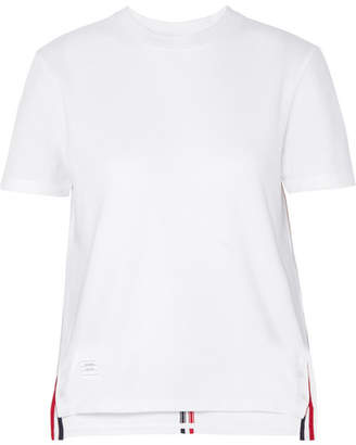 Thom Browne Appliquéd Cotton-piqué T-shirt - White