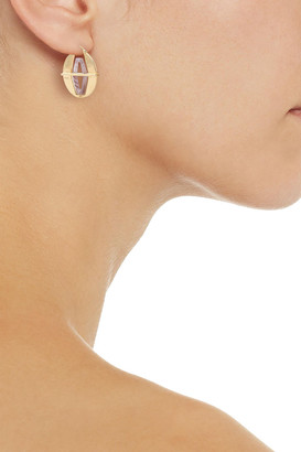 Noir Nano 18-karat Gold-plated Agate Earrings