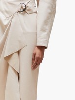 Thumbnail for your product : Isabel Marant Fiova Draped Leather Midi Skirt - Ivory