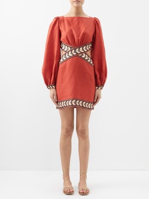 Johanna Ortiz Time Gone By Side-cutout Linen Mini Dress
