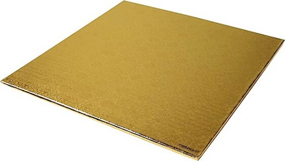 Ocreme Gold Wraparound Square Cake Pastry Drum Board 14 Inch Thick