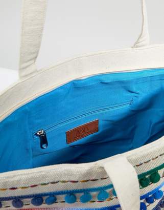 America & Beyond Tie Dye Embroidered Beach Bag
