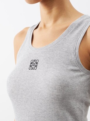 White Anagram-embroidered ribbed-jersey tank top