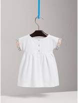 Thumbnail for your product : Burberry Short-sleeved Cotton Piqué Dress with Check Detail