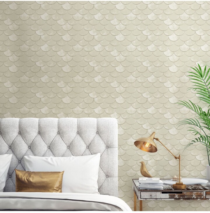 Tempaper Genevieve Gorder for Pearl Brass Belly Self-Adhesive Wallpaper