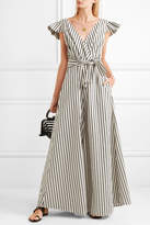 Thumbnail for your product : Paper London Maya Wrap-effect Striped Canvas Jumpsuit