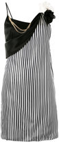 Lanvin - mini-robe rayée à fleur brodée - women - Polyester/Triacétate/Viscose - 40