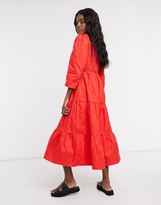 Thumbnail for your product : Glamorous midaxi dress with ruffle wrap front and tiered skirt in cotton