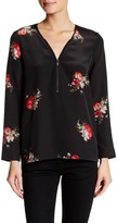 Thumbnail for your product : The Kooples Long Sleeve Floral Zip Silk Blouse