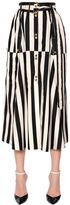 Nina Ricci Striped Silk Satin Midi Skirt