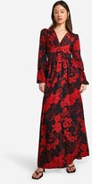 Thumbnail for your product : boohoo Tall Floral Print Button Through Plunge Maxi