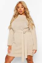 Thumbnail for your product : boohoo Plus Belted Slouchy Jumper Dress