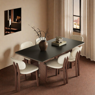 Mid-Century Style Rock Slab Dining Table Sets.
