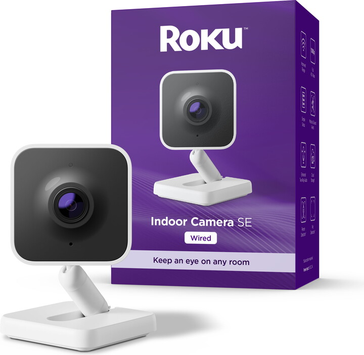 Roku Indoor Camera SE - Home Security - 1-Pack - Wired Security Camera with 1080p HD & Wi-Fi 6