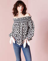 Thumbnail for your product : Caroline Constas Lou Off-the-Shoulder Embroidered Top, Black/White