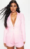 Thumbnail for your product : PrettyLittleThing Stone Fitted Suit Woven Blazer